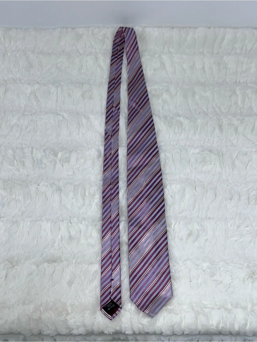 Ermenegildo Zegna Purple and Light Blue Striped Silk Tie